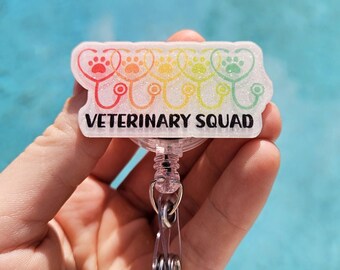 Veterinary Tech Badge Reel Vet Tech Gift Veterinary Medicine Retractable Id holder Veterinarian Student Badge Holder Technician School