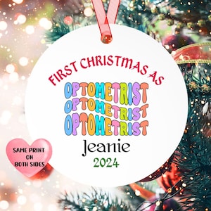 Optometry Christmas Ornament Optometrist Gift Custom Name Ophtalmology Retina Gift for New Optometrist School Graduation Appreciation Gift