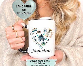 Eye Mug Personalized Optometry Ophtalmology Gift Ophtalmic Tech Custom Name Drinkware Eye Doctor Accessories Retina Gift Optician