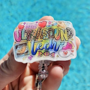 Ultrasound Tech Badge Reel RDMS Gift for Sonographer Badge Holder Sonography Student Lanyard RVT Gift Medical Accessory Technologist Tag