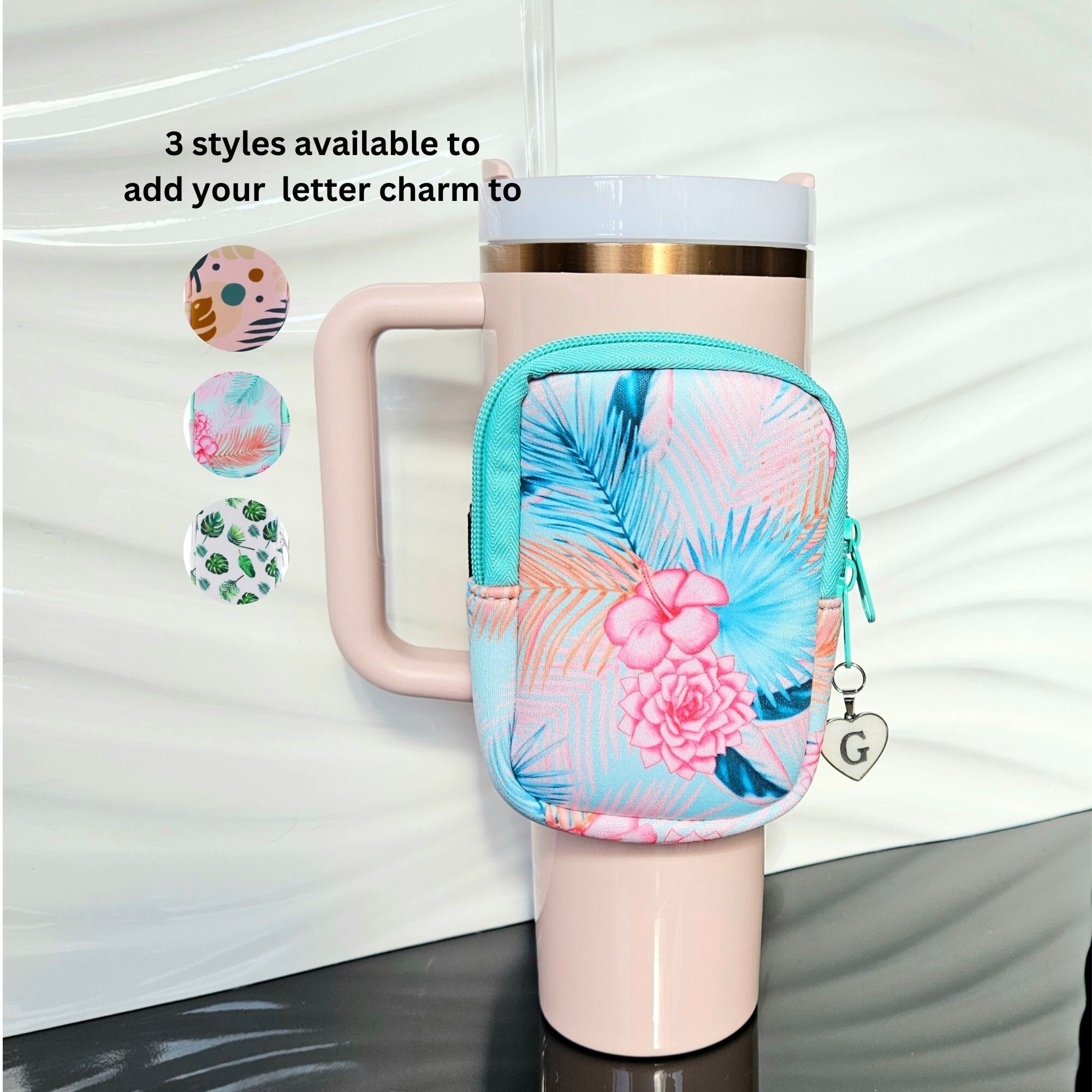 Water Bottle Pouch Stanley Cup Accessories Tumbler Pouch Fanny Pack Belt Bag With Strap Travel Carrier Initial Letter Charm Decoration Cup