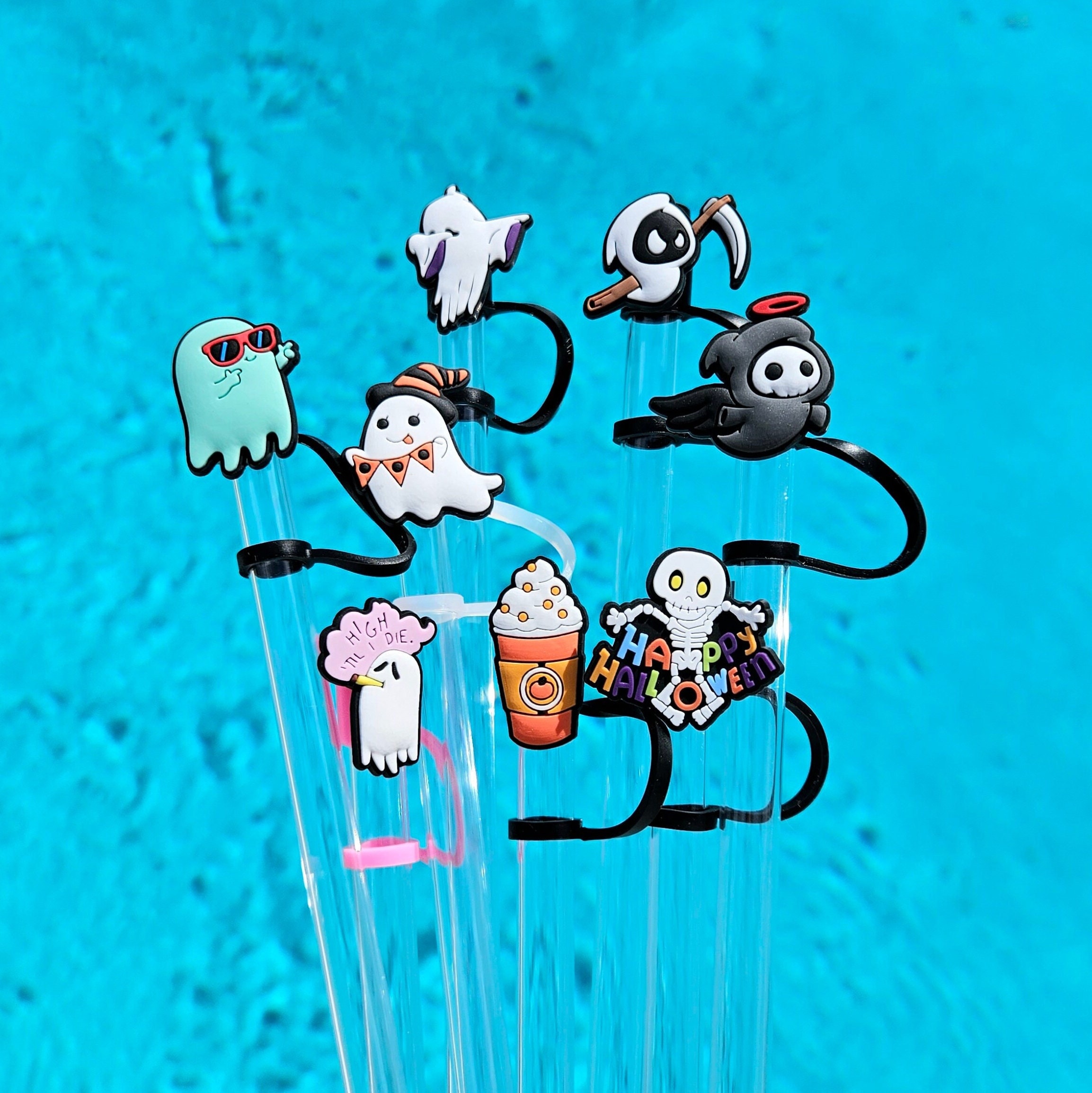 Halloween Cartoon Straw Topper, Reusable Straw Covers, Straw