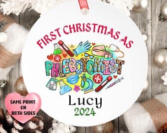 Phlebotomy Gift Personalized Christmas Ornament Graduate Phleb Tech Custom Name Keepsake Medical Appreciation Healthcare Worker Present