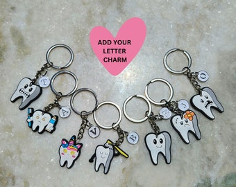 Tooth Keychain Dental Keychain Favor Dental Assistant Gift Dentist Key Chain Orthodontic Charm Dental Appreciation Token Dental Hygienist