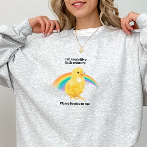 Felpa divertente estetica Y2K alla moda &quot;Sono una creatura sensibile&quot;, maglione meme divertente, idee regalo divertenti