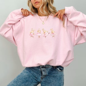 Coquette Ballerina Bunnies Aesthetic Trendy Sweatshirt, Cute Bunny Sweater, Sweatshirts for her, Valentine's Sweaters, Trendy Vday Sweater