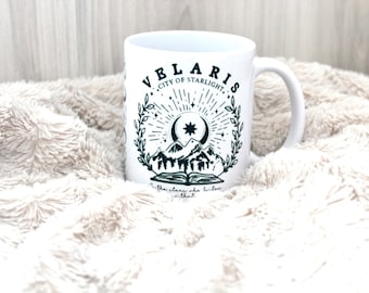ACOTAR Velaris マグカップ、スターライトの街、ナイトコート、フェイレ、リサンド、読者、本愛好家のためのアザ