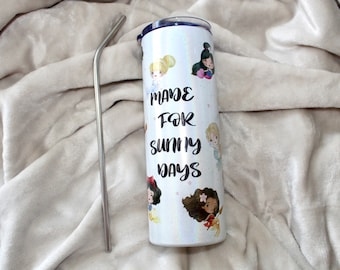 Fairy tale princess thermos glass, shiny princess glass, glitter princess glass, thermos glass to give as a gift, fantasy glass