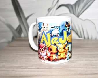 名前入りパーソナライズされたポケモンマグ、ピカチュウ、誕生日用マグ、サプライズ、特別なギフト、カスタマイズギフト