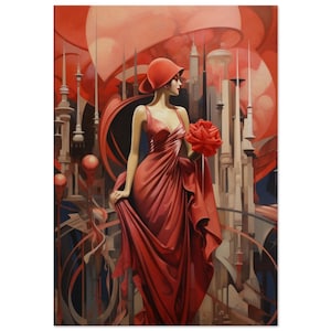 Crimson Elegance wall art, Art Deco, Vintage, 1920&#39;s, Contemporary Art Wall art, Art Deco, Vintage, 1920&#39;s, Contemporary Art