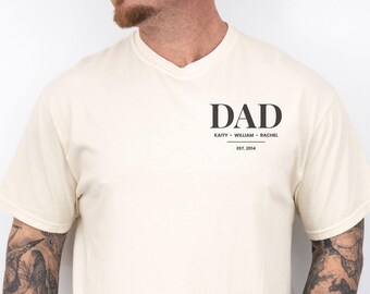 Personalized Dad Est. Date Shirt With Kids Names, Custom New Father Gift, Dad To Be Tshirt, Gift For Father's Day, Minimalist Birthday Gift
