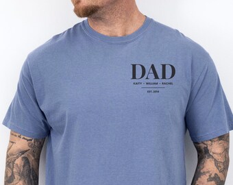 Personalized Dad Est. Date Shirt With Kids Names, Custom New Father Gift, Dad To Be Tshirt, Gift For Father's Day, Minimalist Birthday Gift