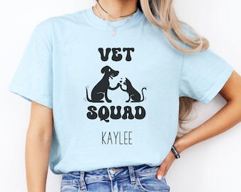 Personalized Vet Squad Shirt, Custom Veterinary Medicine Tee, Vet Office Gift, Vet Staff TShirt, Vet Tech Week, Vet Crew, Matching Group Tee