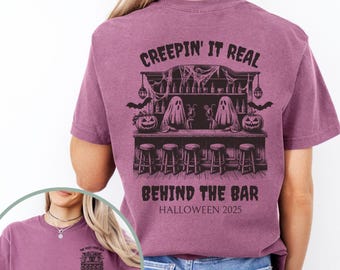 Personalized Bartender Halloween Shirt, Spooky Bar, Custom Bartending Gift, Drinking Tshirt, Gift For Barman, Mixologist Tee, Bar Crew Shirt