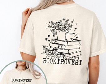 Booktrovert Shirt, Front And Back Print, Book Club Tee, Funny Bookworm Shirt, Book Lover Gift, Bookish Merch, Bookcore Tee, Reading Shirt