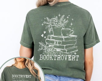 Booktrovert Shirt, Front And Back Print, Book Club Tee, Funny Bookworm Shirt, Book Lover Gift, Bookish Merch, Bookcore Tee, Reading Shirt