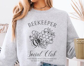 Beekeeper Social Club Sweatshirt, Bee Lover, Honeybee Pullover, Gift For Bee Keeper, Beneficial Pollinator Lover, Apiary Enthusiast Crewneck
