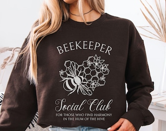 Beekeeper Social Club Sweatshirt, Bee Lover, Honeybee Pullover, Gift For Bee Keeper, Beneficial Pollinator Lover, Apiary Enthusiast Crewneck