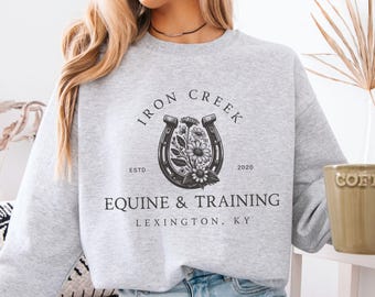 Personalized Equestrian Sweatshirt, Custom Horse Trainer Gift, Horse Lover Pullover, Gift For Equine Riding Instructor, Barn Owner Crewneck