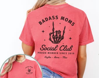 Personalized Mom Social Club Shirt, Badass Moms, Custom New Mother Gift, Mama To Be Tshirt, Gift For Mother's Day, Mom Tee With Kids Names