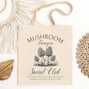 Foraging Tote Bag, Gift For Forager, Morel Mushroom Lover, Mushroom Hunter, Mycology Tote Bag, Funny Nature Lover Bag, Fungi Enthusiast Tote
