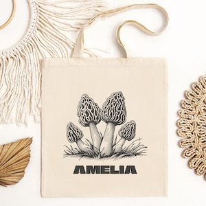 Personalized Foraging Tote Bag, Custom Forager Gift, Morel Mushroom Lover, Mushroom Hunter, Mycology Tote, Nature Lover, Fungi Enthusiast