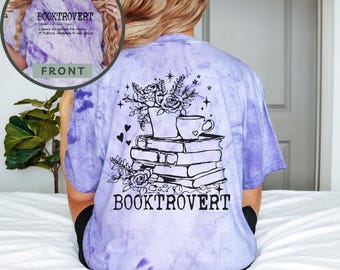Booktrovert Shirt, Front And Back Print, Book Club Tee, Funny Bookworm Shirt, Book Lover Gift, Bookish Merch, Bookcore Tee, Reading Shirt