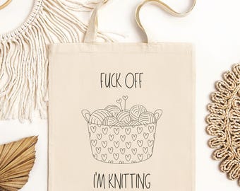 Funny Knitting Tote Bag, Gift For Knitter, Sarcastic Tote Bag, Yarn Tote Bag, Funny Craft Quote, Yarn Lover Gift, Knitter Tote, Yarn Sack