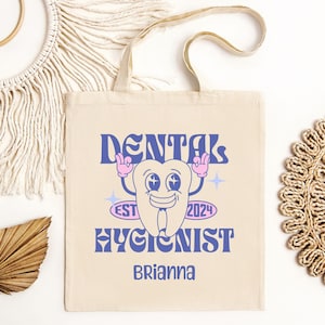 Personalized Dental Hygienist Tote, Dental Assistant Gift, Custom Tote Bag, Dental Hygiene Bag, Dental Nurse Gift, Dental Hygiene Student