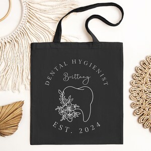 Personalized Dental Hygienist Tote, Dental Assistant Gift, Custom Tote Bag, Dental Hygiene Bag, Dental Nurse Gift, Dental Hygiene Student