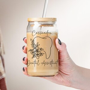 Personalized Dental Assistant Tumbler, Dental Hygienist Gift, Custom Glass Tumbler, Dental Hygiene Cup, Dental Nurse Gift, Dental Student
