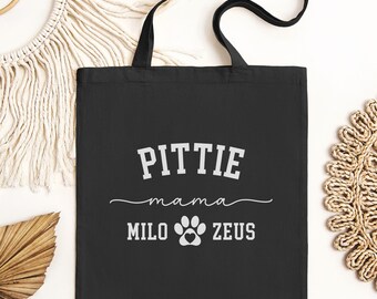 Personalized Pittie Dog Tote Bag, Doggie Bag, Dog Name Bag, New Pitbull Mama Gift, Puppy Toy Tote, Dog Park, Pet Gift, Pet Name Gift
