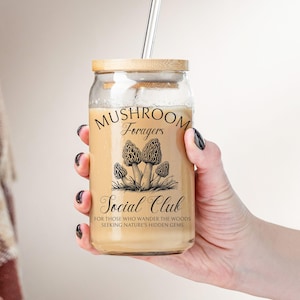 Foraging Glass Tumbler, Funny Forager Gift, Morel Mushroom Lover Glass Can, Mushroom Hunter Cup, Mycology Mug, Fungi Enthusiast, Mycologist