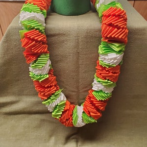 Ruban Lei orange/blanc/vert 36po