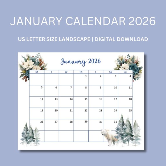 January calendar, printable calendar, 2026 calendar, 2026 monthly ...