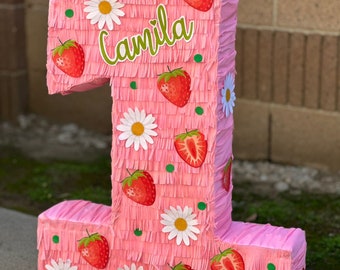 Strawberry themed piñata / berry sweet one piñata / daysi pinata / beer first birthday pinata / pinata con tema de fresas / custom pinatas