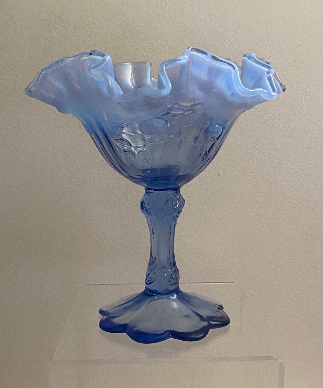 Vintage FENTON GLASS Stemmed Compote in Rosecollectible Etsy