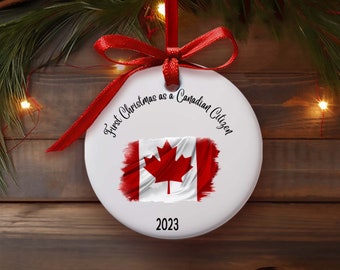 Personalized  Canada  Flag Christmas ornament,First Christmas as a Canadian  Citizen,Canadian Citizenship Gift, Citizenship Christmas 2023