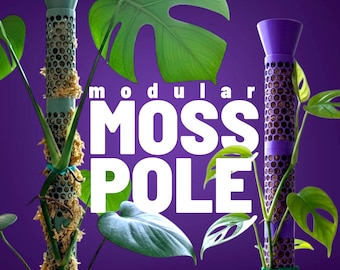 3D Printed Modular Moss Pole, Climbing Plant Support, 2.5-Inch Diameter