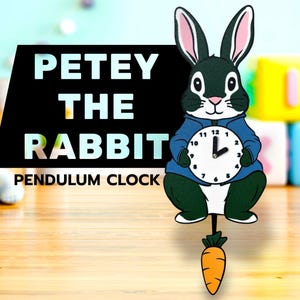 Bunny Pendulum Clock: 3D Printed Rabbit Wall Art, Nursery Decor