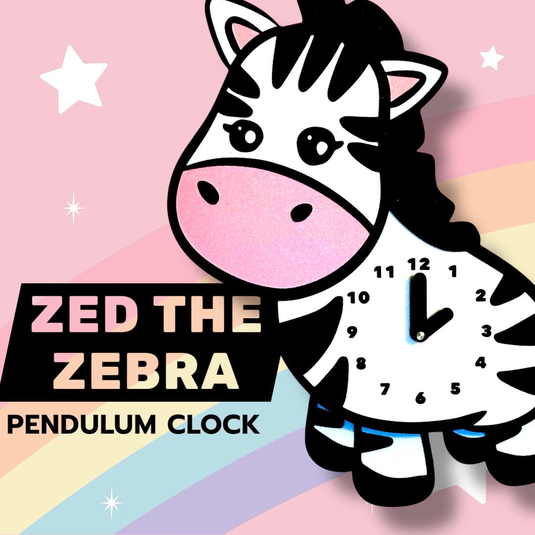 Zebra Clock Zebra Pendulum Clock: 3D Printed Whimsical Wall Art - Etsy