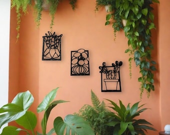 Wall Art Plant Singles or 3 Pack: Hand Drawn and 3D Printed Home Kitchen Bathroom Bedroom Wall Decor Gorgeous