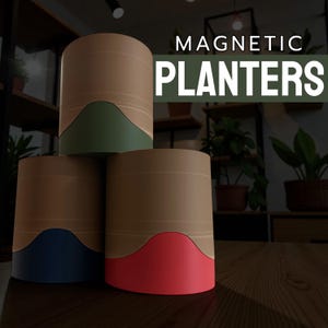 Magnetic Wall Planter with Drip Tray, Wall Mountable or Table Top Pot for Plants