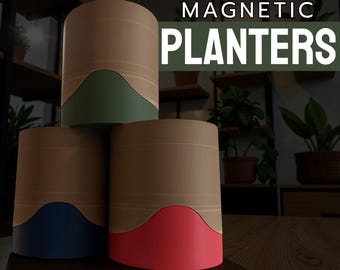 Magnetic Wall Planter with Drip Tray, Wall Mountable or Table Top Pot for Plants