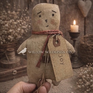 Handcrafted Primitive Snowman: Rustic Christmas Decor - Christmas primitive - primitive valentine - primitive winter decor - little snowman