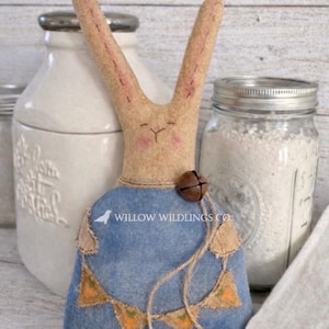 Primitive Bunny Doll Sewing Pattern – Easter Rabbit E-Pattern – Rustic Spring Bunny – Farmhouse Primitive Decor – Instant Download PDF