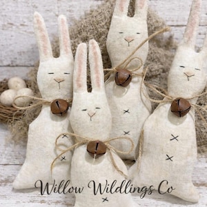 Primitive Bunny Doll Sewing Pattern - Rustic Easter Bunny PDF - Farmhouse Spring Rabbit E-Pattern - Instant Digital Download