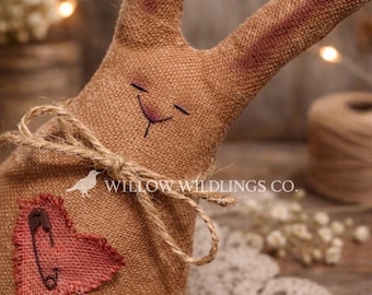 Primitive Bunny - Handmade Bunny - primitive doll - Primitive decor - primitive bunnies - Farmhouse animal Decor - primitive grungy bunny