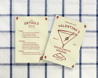 Hand Drawn Martini Invitation Template, Bachelorette Party Invite, Bach Itinerary, Dirty Martini Theme, Canva Template, Cocktail Lover Evite