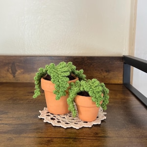 Crochet Fern in Clay Pot Artificial Potted Plants